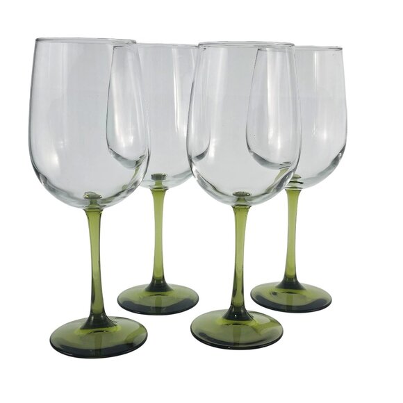 Pier 1 Other - 4 Libbey Olive Green Wine Goblet 9" red wine blown glass 17oz stylish romantic